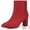 Red, variant on DARING DIVA Square Toe Dressy Boot Block Heels Ankle Boots Black 9