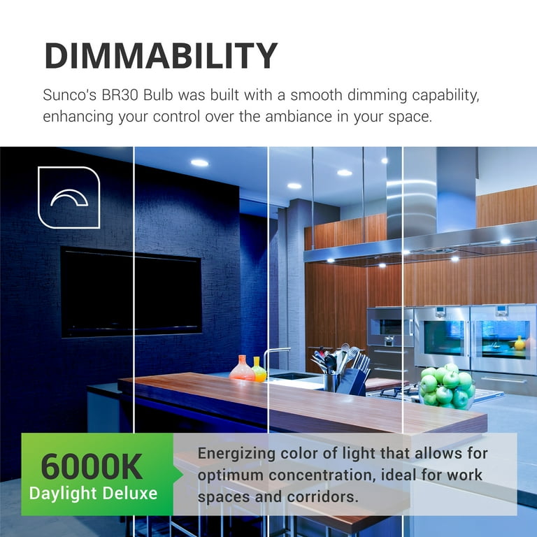 Sunco BR30 LED Light Bulbs 24 Pack - 65W Equivalent Dimmable Flood Lights