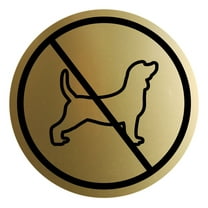 Signs ByLITA Circle No Dogs Graphic Door or Wall Sign | Easy Installation | Durable Construction | (Brushed Gold) - Medium