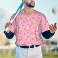 thumbnail image 6 of Daiia Pink Donut Mens Baseball Jersey Button Down Shirts Short Sleeve Sports Uniforms-Large, 6 of 9