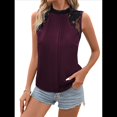thumbnail image 1 of Blusas Sin Mangas de Encaje para Mujer, Blusas Plisadas de Verano 2025, Blusas Elegantes e Informales Sin Mangas. Vino Tinto S, 1 of 9