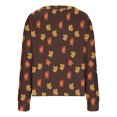 thumbnail image 3 of Puntoco Chaqueta De Punto Informal Con Estampado De Hojas Para Mujer, Chaqueta Con Botones, Abrigo De Felpa, Para Otoño E Invierno, 3 of 4