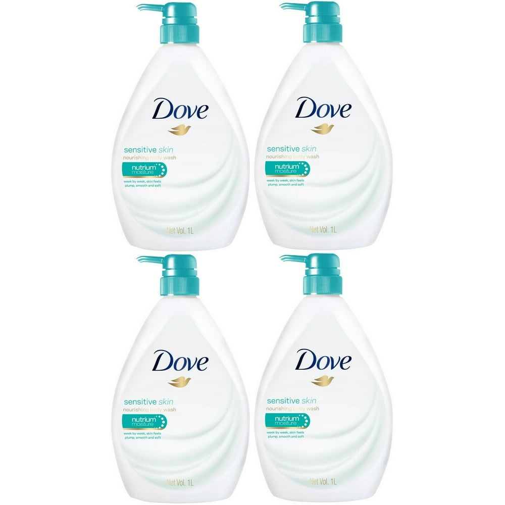 Dove Sensitive Skin Nourishing Body Wash, 33.8 Ounce / 1 Liter (Pack of