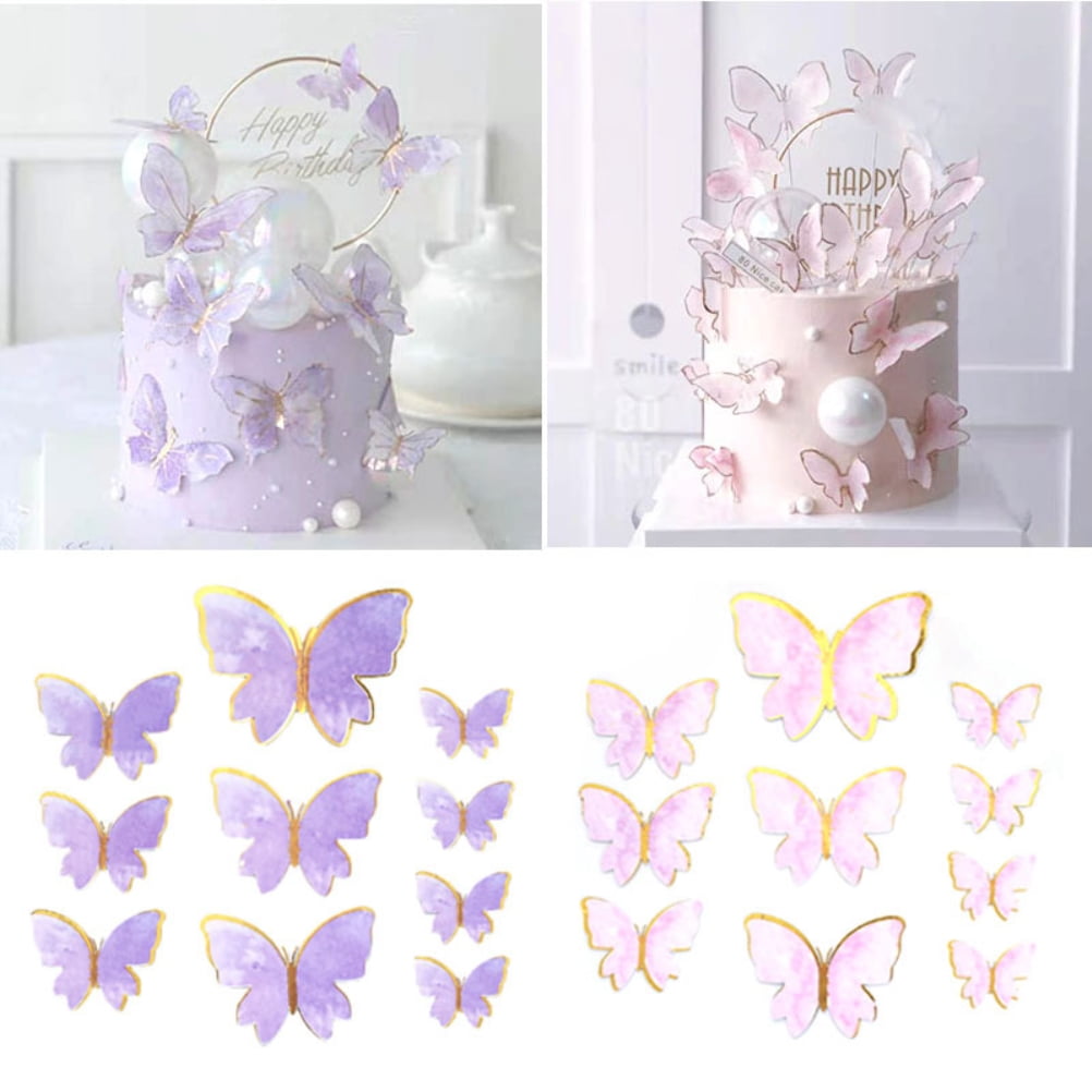 Fogcroll 18Pcs/Set Butterfly Cake Toppers Realistic Vivid Image