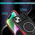 thumbnail image 4 of for iPhone 15 Case with Camera Sliding Cover, [Compatible with MagSafe] with Magnetic Ring Kickstand, Military Grade Heavy Duty Plustection Phone Case for iPhone 15, Red + Black, 4 of 10