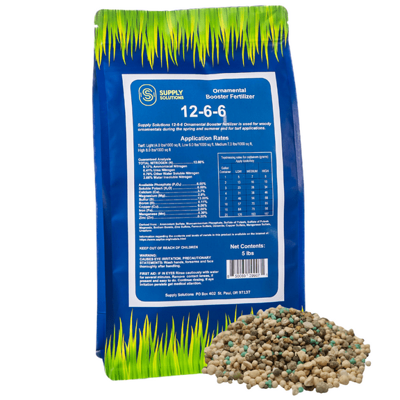 Supply Solutions 12-6-6 Ornamental Booster Fertilizer - Plant Food Topdress on Foliage, Nurseries and Landscapes - Controlled Release NPK Plant Fertilizer with Macro and Micro Nutrients (5lbs)