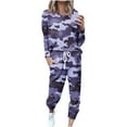 thumbnail image 2 of Cavosen Womens Sweatsuits 2 Piece Set Sets Long Sleeve Shirts Long Pants Tracksuit Outfits with Pocket Drawstring Camo Sports Loungewear Leisure Activewear Fall Winter Clothes, 2 of 5