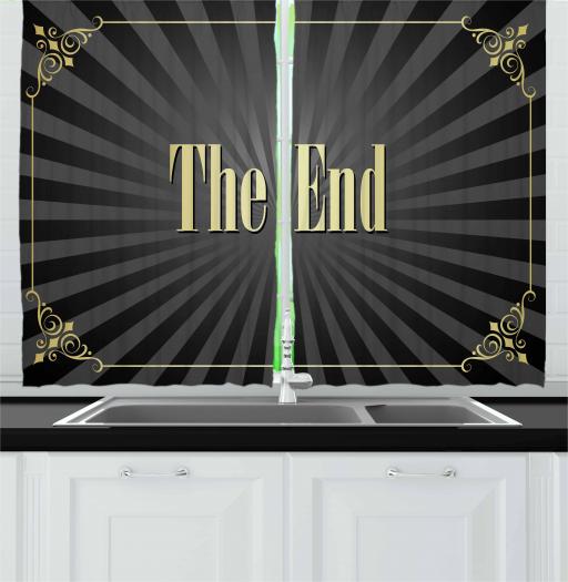 Old Hollywood Curtains 2 Panels Set Movie Ending Screen With