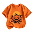 thumbnail image 2 of TGPMGRZ Boys Halloween Graphic Tee Short Sleeve Halloween Pumpkin Print T-Shirt, 2 of 3