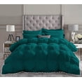 thumbnail image 2 of D.N.G. BEDDINGS Luxurious 3 Piece Pom Pom Pinch Pleated Comforter Set, 800 Thread Count, 100% Egyptian Cotton, White Vintage Pom-Pom Fringe (Super King Size Solid Teal Color), 2 of 5