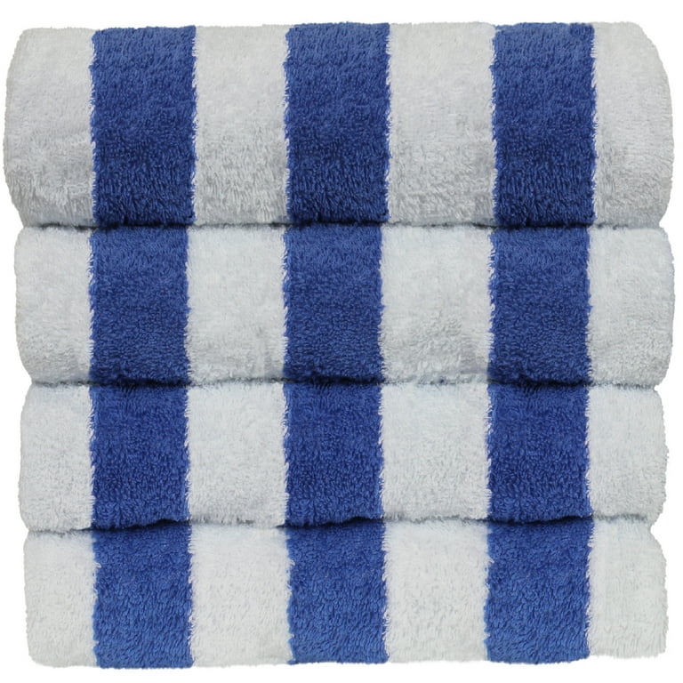 Luxury Hotel & Spa Towel 100% Cotton Pool Resort Beach Towels - Cabana -  Blue - Set of 4
