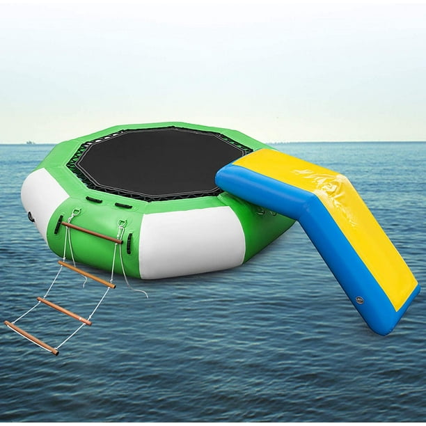 Vevor 10ft Inflatable Water Trampoline With Bouncer Slide Bouncing Bounce Island Walmart Com Walmart Com