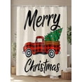thumbnail image 4 of Fsddascl Merry Christmas Shower Curtain Set - Small 36" x 72" Washable Bathtub Curtain with 12 Hooks, Red Black Plaid Truck Xmas Tree Winter Waterproof Fabric Stall Shower Curtains for Bathroom, 4 of 6