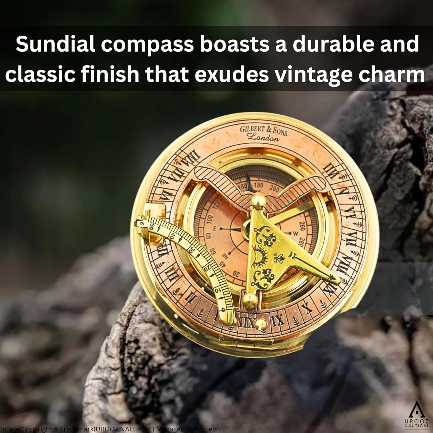 Sailor Brass Sundial Compass with Leather Case | Pocket Compass Gift Compass Rustic Vintage Home Decor Gifts | Present for Baptism, Communion, Graduation, Christian, Christmas- Mother