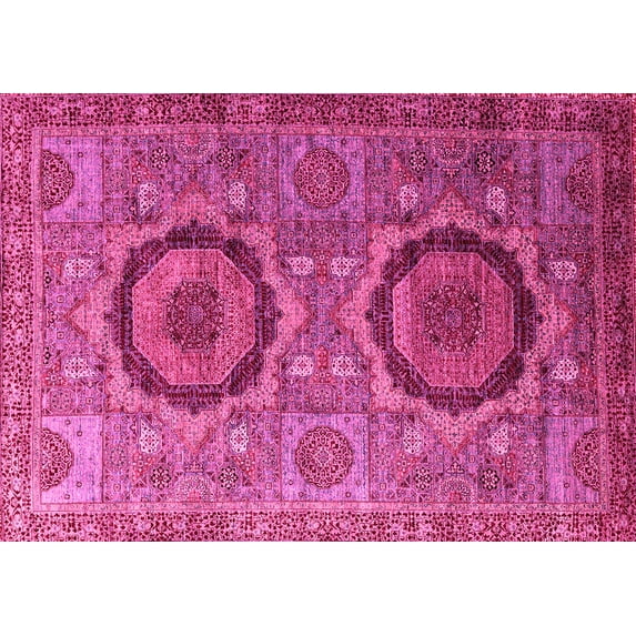 Ahgly Company Indoor Rectangle Abstract Pink Modern Area Rugs, 7' x 10'