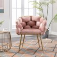 thumbnail image 4 of Luxury Accent chair Set of 2, Modern Simple Chair with Metal Legs and Velvet Fabric, Leisure Back with Simple and Smooth Lines, Lazy Single Sofa for Living Room, Bedroom, Home, Office, Pink, 4 of 9