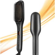 GRAPHENE TIMES Ionic Hair Straightener Brush Ceramic, Anti-Scald, LED Indicator,110V-240V, Hot Brush Hair Straightener for Quick and Professional Hair Salon at Home