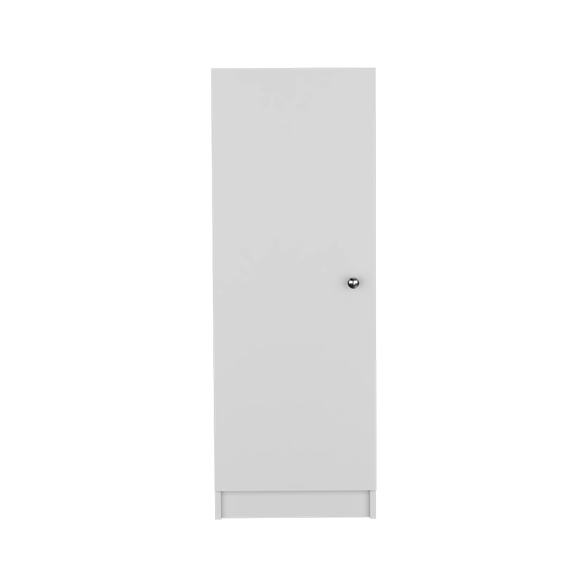 White Kitchen Pantry, 48.15" Height, One Door Cabinet With Four Interior Shelves, 10.7" High, Space Efficient For Utility Room, Garage, Or Bedroom, Easy To Assemble In Minutes 47" H Pantry Cabinet,