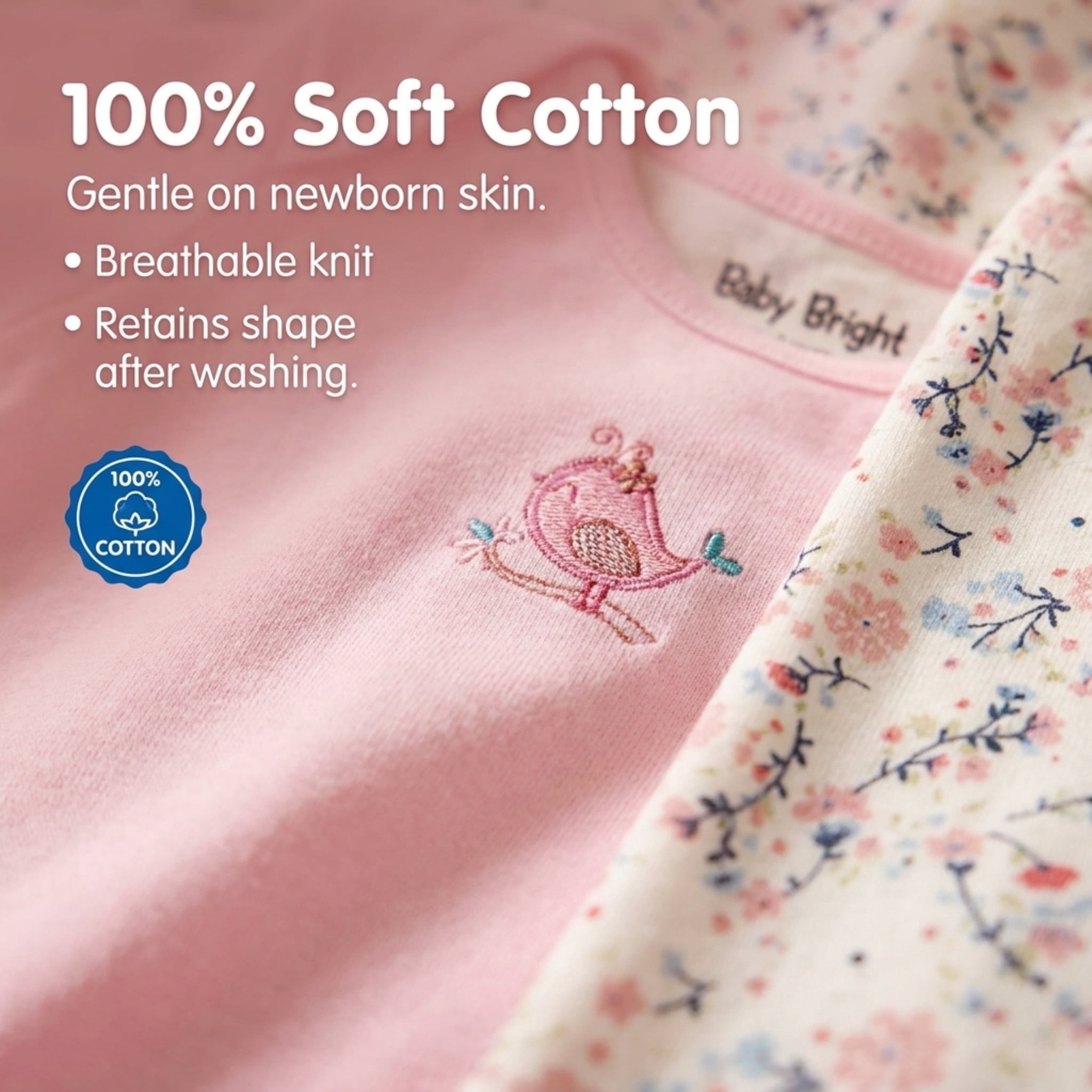 Baby Bright Newborn Essentials Must Have Clothes for Baby Girl, Outfit Gifts for Infant, Baby Shower Gift, 8-Pieces, Size 0-3 Months