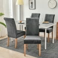 thumbnail image 3 of Velvet Dining Room Chair Covers,Stretch Super Fit Chair Slipcovers Removable Washable Non-slip Modern Soft Chair Protector for Hotel Kitchen Banquet Wedding-4-Dark gray, 3 of 9