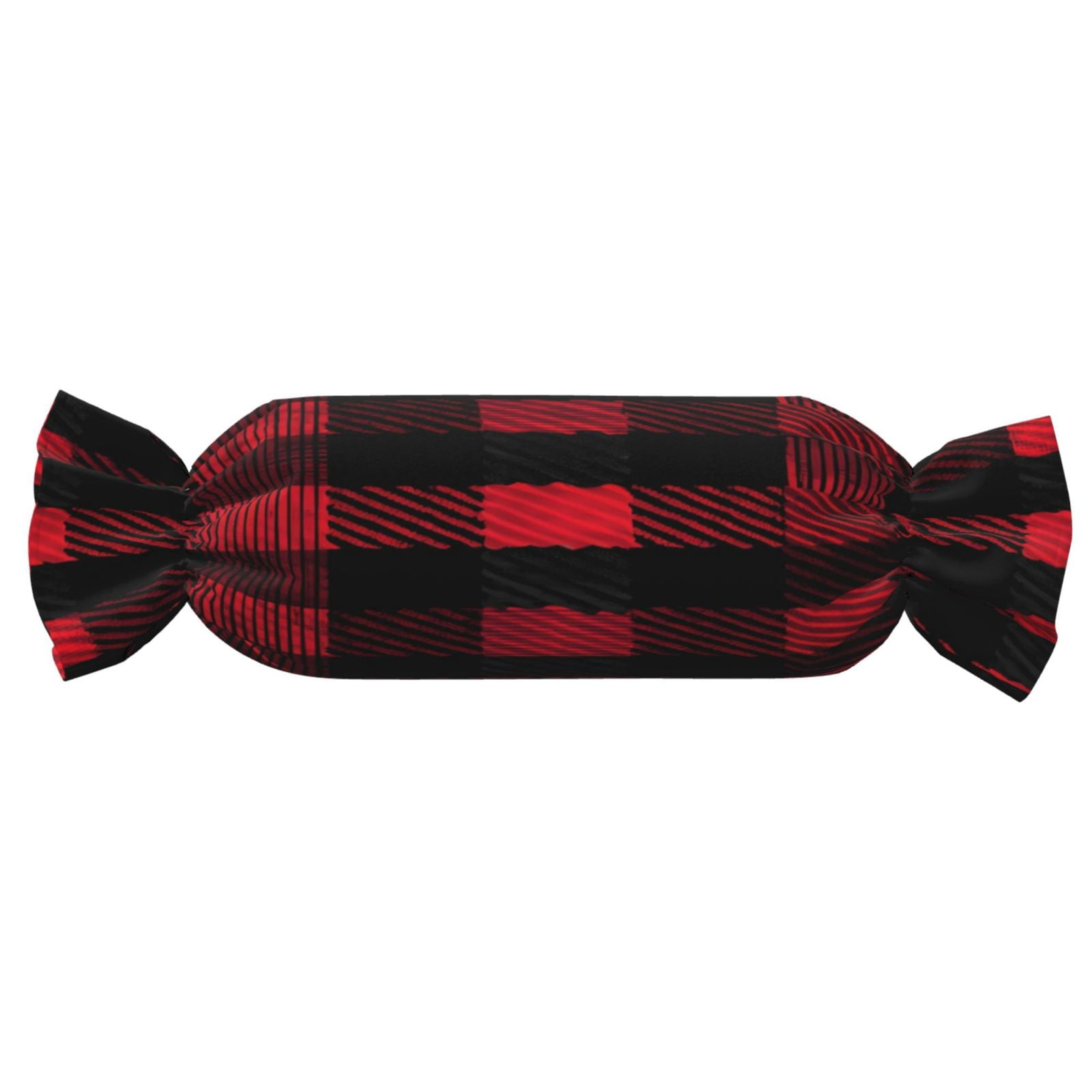 Candy Throw Pillow Travel Cervical Pillow Cylindrical Neck Body Cushion With Insert For Bed Couch Home Decor 9.8x24.4in A Seamless Pattern Of Red And Black Plaid