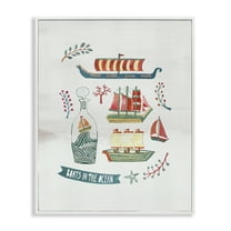 Stupell Industries Nautical Boats & Botanicals Nautical & Beach Painting White Framed Art Print Wall Art, 11 x 14