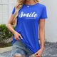 thumbnail image 2 of Camiseta informal de manga corta con cuello en V y estampado para mujer - Poliéster y spandex, transpirable, diseño floral - Top de moda para verano/otoño, 2 of 6