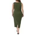 thumbnail image 3 of Agnes Orinda Women's Plus Size Dress Summer Sleeveless Square Neck Bodycon Cocktail Sundress Midi Tank Dress 1X Army Green, 3 of 6