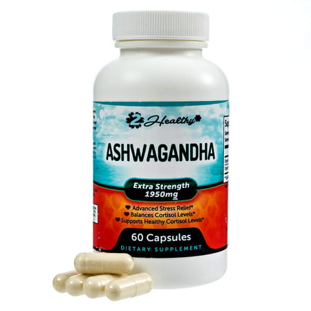 Ashwagandha Capsules 1950mg Organic Ashwagandha Root Powder Extract Supplement with Black Pepper for Anxiety Relief, Thyroid Support - Cortisol Stress Adrenal Fatigue Depression Mood Booster (Best Herbal Remedies For Anxiety And Depression)