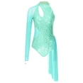 thumbnail image 3 of TSSOE Women Shiny Sequins Asymmetrical Ballet Dance Leotard Open Back Figure Ice Skating Dresses Mint Green XXL, 3 of 7