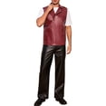 thumbnail image 2 of INSPIRE CHIC Faux Leather Vest for Men's Motorcycle Biker Sleeveless Jacket Zipper Riding PU Vest M Burgundy, 2 of 5