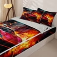 thumbnail image 3 of Castle Fairy Red Supercar Zipper Twin Comforter Sets with Fitted Sheet and 2 Pillowcases for Boys,City Explosion Zipper Bedding Set for Bedroom,Red and Black,4-Piece,Grey Reversible, 3 of 6