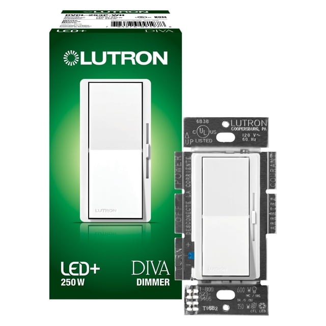 Interruptor de intensidad Lutron Diva LED+ para bombillas regulables de 150 W