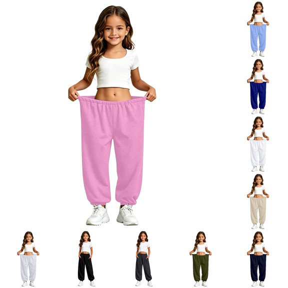 XINXIAOO Unisex Boys Girls Sweatpants Classic Fit Elastic Waist Wide Leg Pants with Pockets Boys Athletic Pants Pink Sweat Pants Boys Spring Fall Sweatpants 4-5 Years