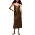 thumbnail image 1 of Las mujeres de satén Espagueti Correa Vestidos Largos, Verano Casual sin mangas Cocktail Vestido de noche, 1 of 5