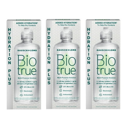 Biotrue Contact Lens Solution, Multi-Purpose Solution for Soft Contact Lenses, Lens Case Included, 10 FL OZ - 3 Pack
