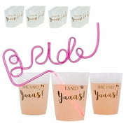 16 Pack Bride Bachelorette Party Cups, Bride Cup & Bridesmaid Cups, Reusable Party Decorations, for Bridal Shower, Engagement Wedding Gift, Party Supplies, 16oz