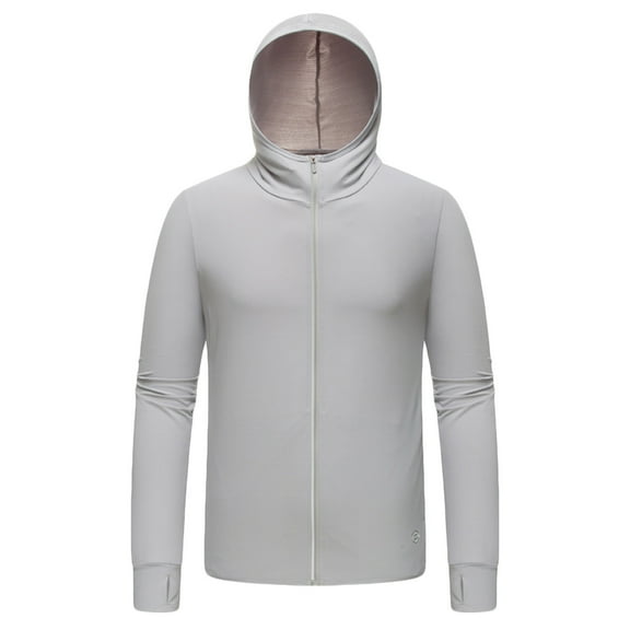 Miqool Men's Big & Tall UPF 50 Sun Protection Full Zip Hoodie Jacket Long Sleeve Lightweight Outdoor Fishing Running Performance Shirts with Zipper Pockets