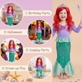 thumbnail image 6 of Jurebecia Little Girl Mermaid Princess Costume Sequins Dress up Long Sleeves Role-Playing Red 3-4 Years, 6 of 14