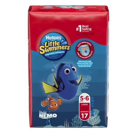 HUGGIES Little Swimmers Disposable Swim Diapers, Size Large (32+ lbs), 17 Count