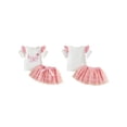 thumbnail image 2 of BemeyourBBs Kids Toddler Baby Girl Birthday Outfit 1 2 3 4 Years Old Birthday Summer Clothes Ruffle Short Sleeve Embroidery Letters T-shirt with Tulle Tutu Skirt Set, 2 of 9