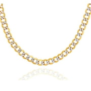 GOLD CHAINS: HOLLOW CUBAN PAVE 10K GOLD CHAIN 3.27MM : 18"