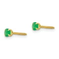 thumbnail image 2 of Real 14kt Yellow Gold Madi K 3mm Emerald Earrings; for Adults and Teens; for Women and Men, 2 of 3