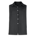 thumbnail image 6 of Neewe Men's Hawaiian Sleeveless Linen Button Up Shirt Turndown Collar Beach Shirt Tank Top Basic Solid Shirt Vest-Dark Gray M, 6 of 7