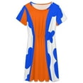 thumbnail image 3 of Blue And Orange Dress Fashion Beach Short Sleeve Dresses Female Party Printed Sundress, 3 of 7