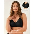 thumbnail image 4 of Deyllo Women's Full Coverage Wireless Bras Plus Size No Wire Non Padded Minimizer Bra, Black 40DDD, 4 of 6