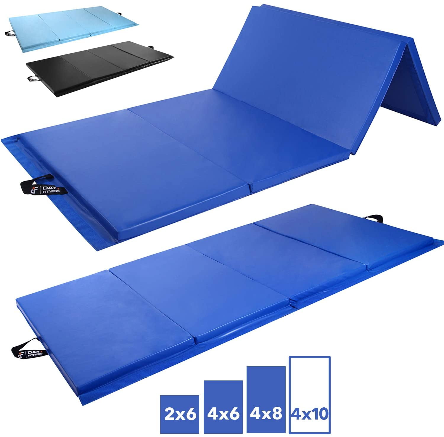 Foldable 4 Sizes in 3 Colors Available Workout Equipment Tumbling Mats for Home Routines High-Density Foam Yoga Aerobics Gymnastics Exercise Folding Gymnastics Gym Mat by Day 1 Fitness