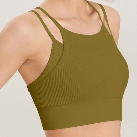 Mrasaso Summer Savings! Women Beach Fashion Women Nylon Braear Women s Solid Color Backless Yoga Sports Bra Ventilated and Wireless No Steel Rim(1pc Bra) Yellow|L