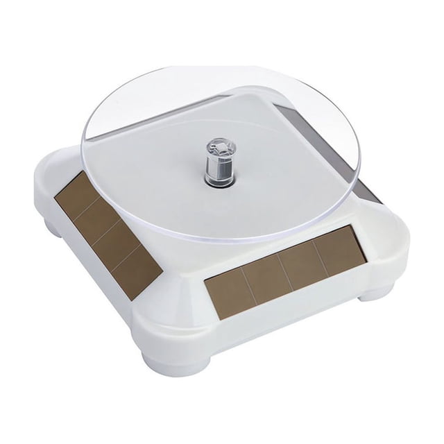 ZheElen Solar Showcase Rotating Energy Saving Eco Friendly Round Display Stand Lightweight Turntable Jewelry Storefronts Windows White
