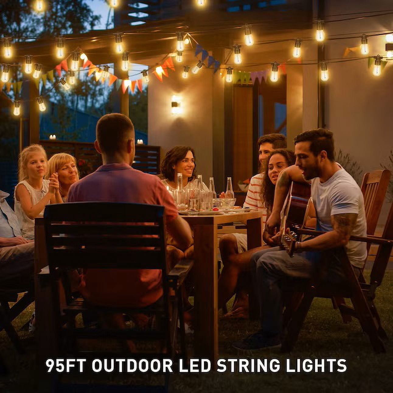 Walsport 96Ft LED Outdoor String Light,Lamp string for Patio Garden Gazebo Bistro Cafe Backyard